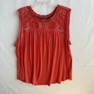 Knox Rose Coral Red Embroidered Sleeveless top Size XXL. INV25/468